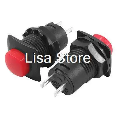 5pcs SPST OFF/(ON) Red Momentary Push Button Switch 2 Pins N/O Normal Open DS-445 12mm