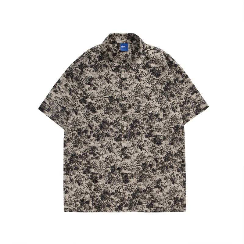 Summer Short Sleeved Shirt Men Oversized Retro Printed Shirt Men Streetwear Korean Loose Casual Shirt Mens Hawaiian Shirts M-2XL