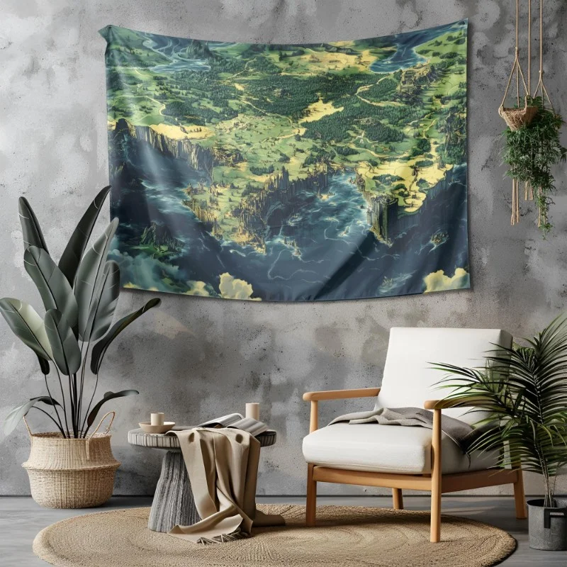 VIKAMA modern map tapestry  Living Room Decor Stain Resistant Tapestry Wall Hanging Polyester Tapestry Background Cloth Witchcra