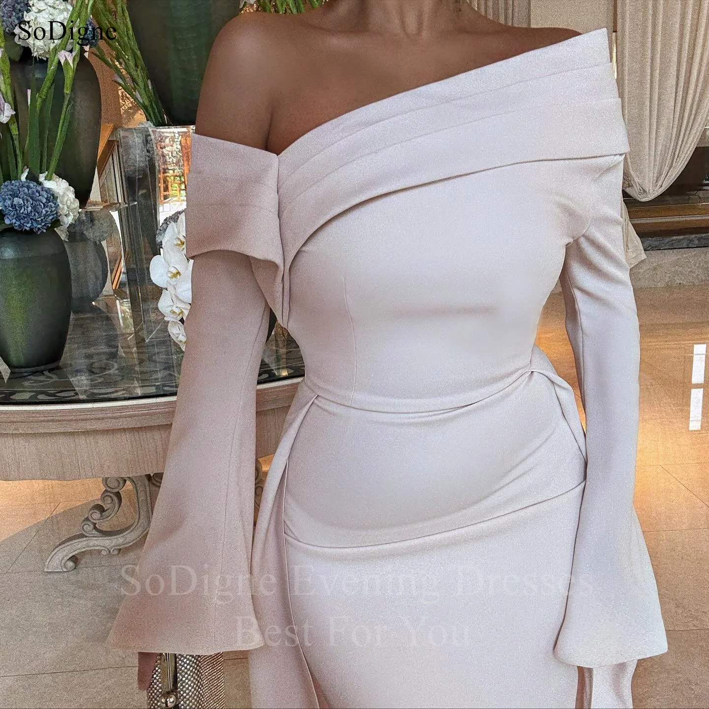 فساتين سهرة أنيقة من SoDigne بدون أكتاف وأكمام طويلة للحفلات فستان حورية البحر فساتين حفلات رسمية مخصصة