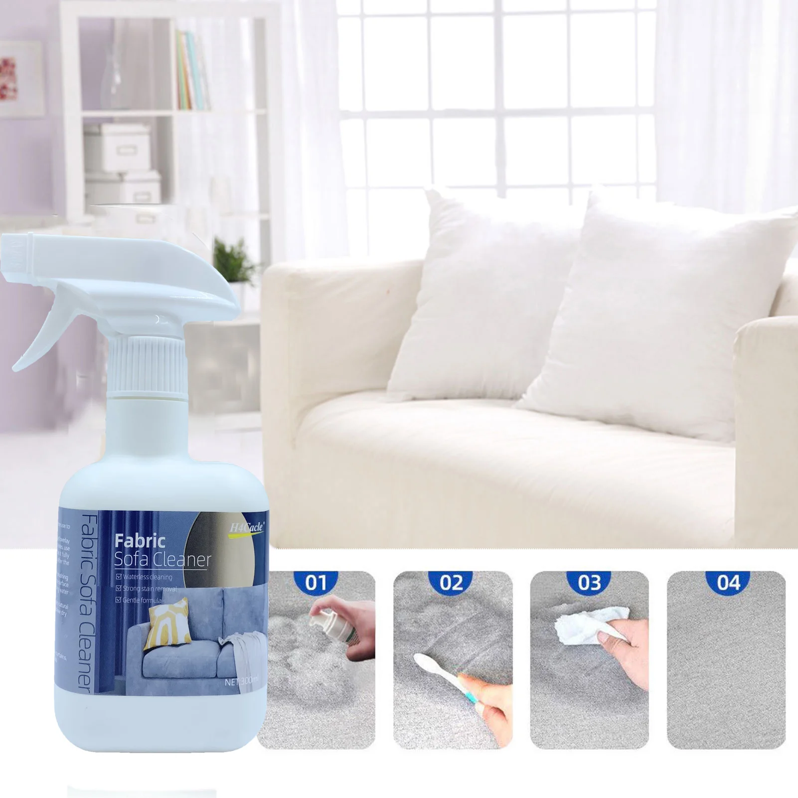 Fabric Sofa Cleaner Hair Multi-Purpose Cleaner No-Rinse Stain Remover Carpet No-Wash Cleaner