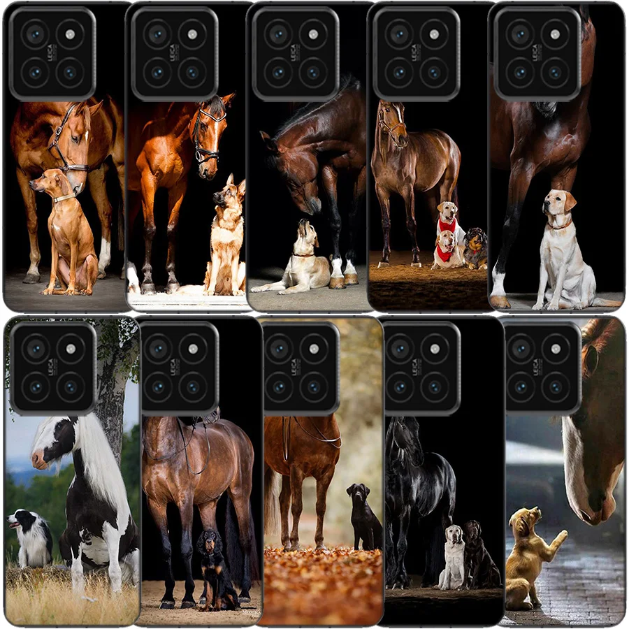 Domineering Cool Horses And Dogs Clear Phone Case For Xiaomi Poco X6 X5 Pro X4 X3 NFC F4 GT F6 F5 F3 M5 M5S M4 M3 Pro F2 F1 TPU