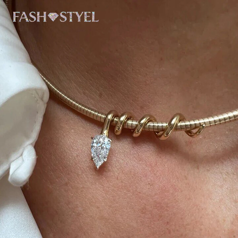 2026 Neue Modische Tropfenförmige CZ Spiral-Schlangenkette Halskette für Damen Party Spezieller Trendiger Schmuck