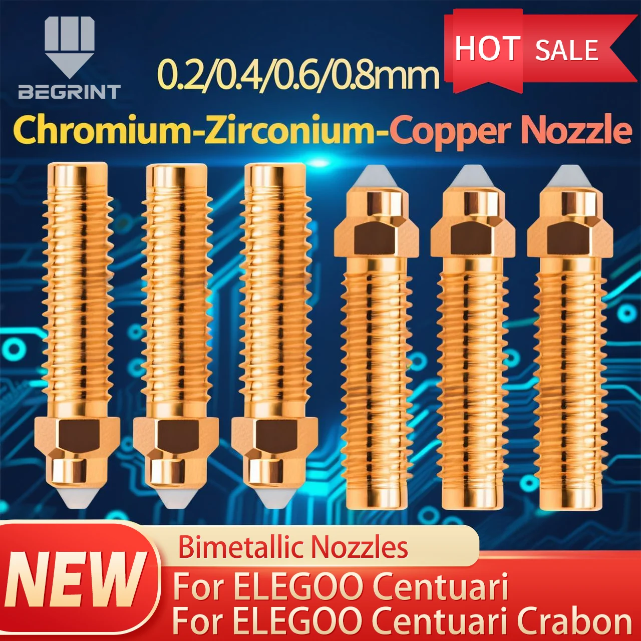 

Обновление биметаллической насадки для Elegoo Centauri 0,2/0,4/0,6/0,8 мм, насадки Hotend для деталей 3D-принтера Centauri Carbon Hotend
