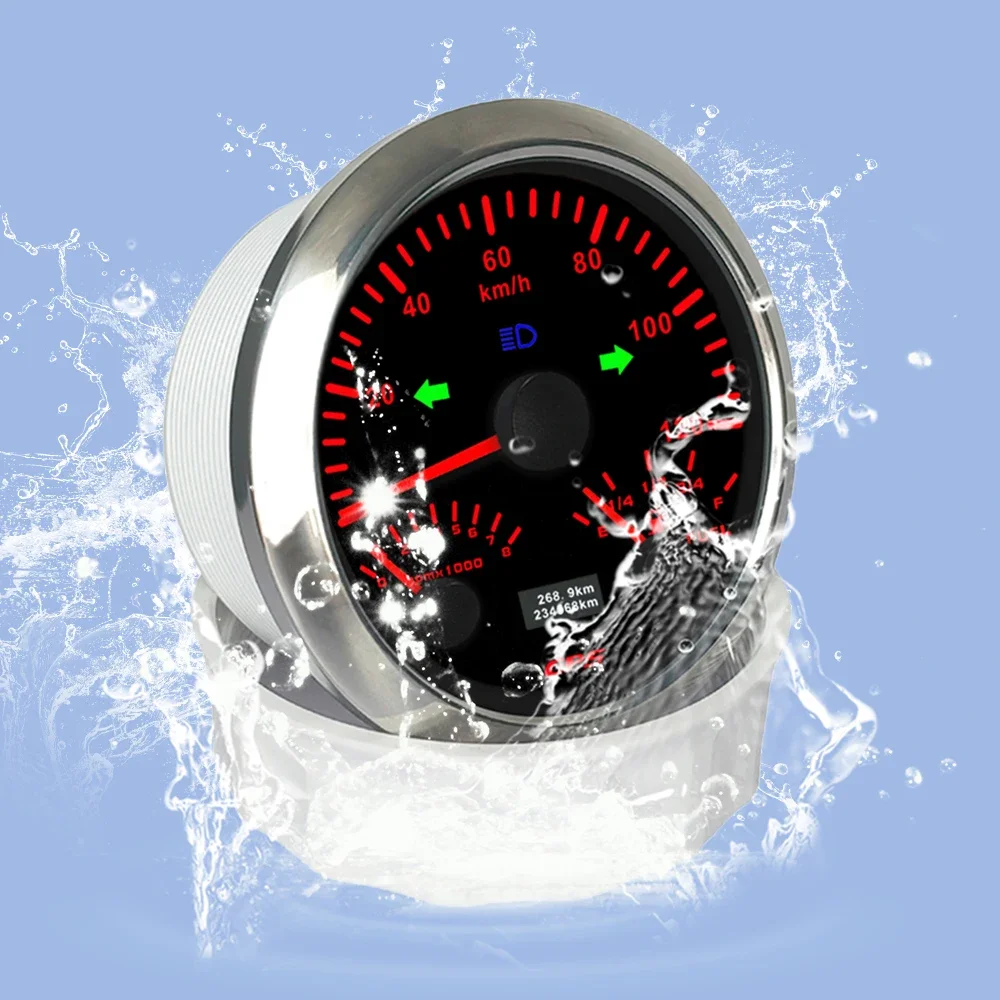 ELING 85mm 3 in 1 Multifunctional 120 200 km/h MPH GPS Speedometer with 8000RPM Tachometer Fuel Level 7 Colors Backlights for RV