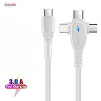 3 in 1 PD Cable For iPhone 14 PD120W USB Type C Data Cable For Samsung S21 Xiaomi Fast Charging 3 in 1 USB-C Micro USB Wire Cord