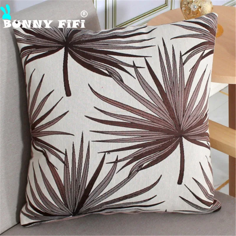 45*45CM Cushion Cover Jacquard Palm Leaves Pillowcase New Year Home Sofa Decorative Throw Pillows cojines