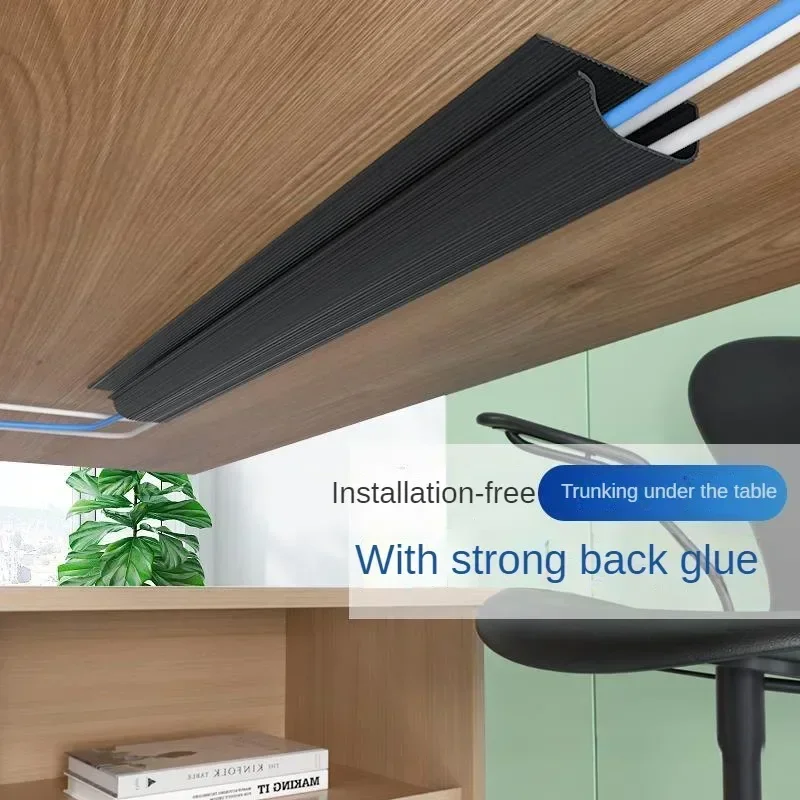 Cable Management Under Desk Channel Cable Raceway, Cord Hider Desk Cable Tray, No Drilling Under Desk Management Tray