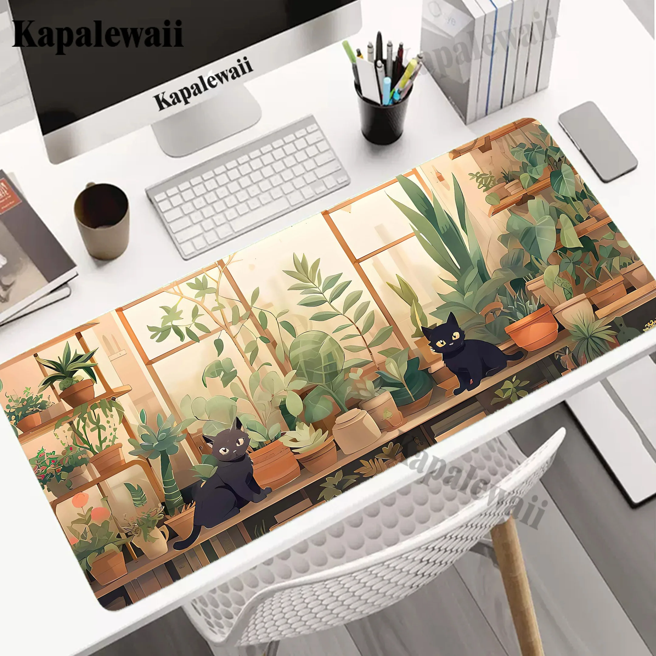 Kawaii Cat Mouse Pad Gaming Mousemat Locking Edge Anti-slip Desk Mat Pc Gamer Accessoires Mousepad Speed Notebook Keyboard Pads