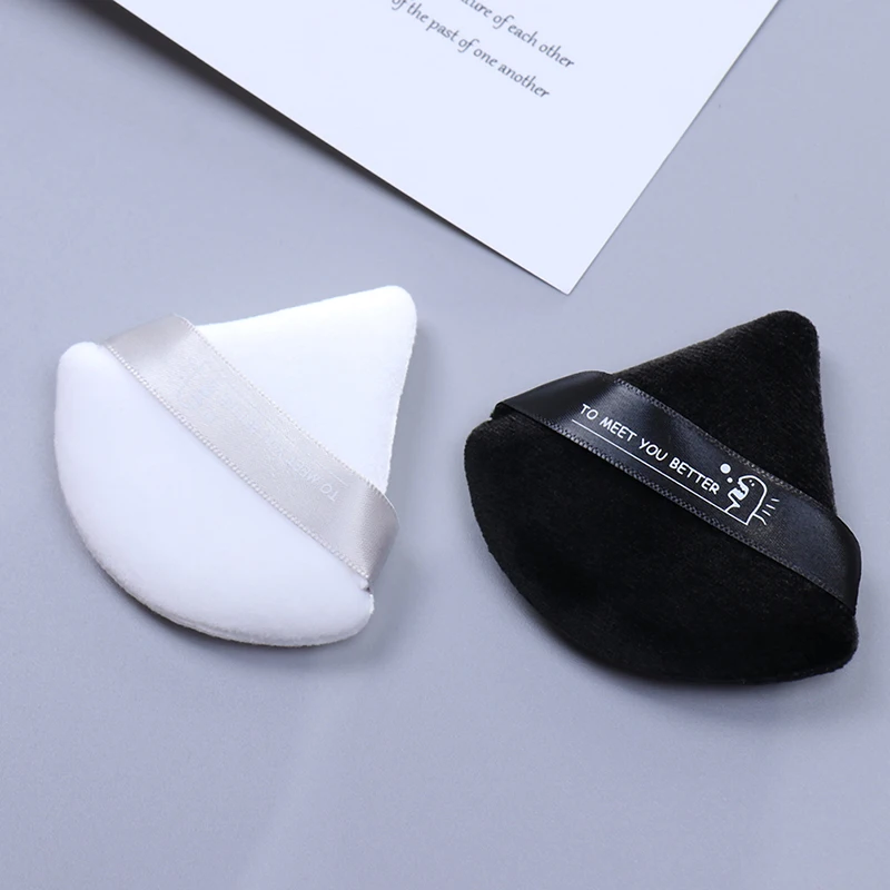 1/2 Stuks Make-Up Puff Mini Driehoek Fluwelen Gezicht Puff Cosmetische Make-Up Katoen Satijn Pufs Spons