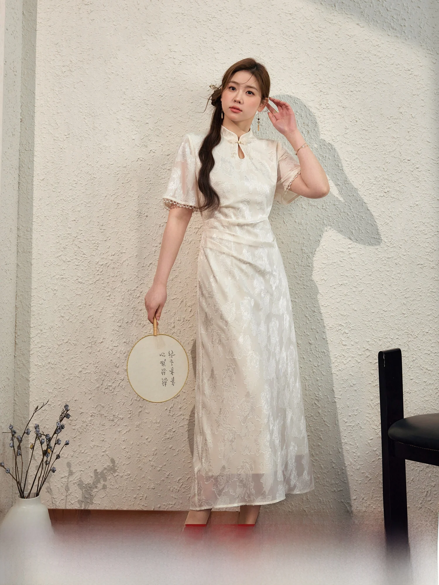 

Blue Language Large Size Women's Qipao Dr Wedding New Chinese Sle Slimming Summer New Arrival A-Line Midi Dr