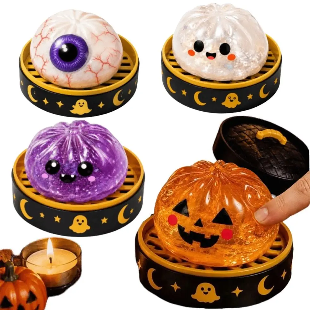 Giant Rainbow Dumpling Squishes Dumpling-Shaped Glittering Soft Squishy Pinch Hand Grip Bun Sensory Balls Spooky Ghost