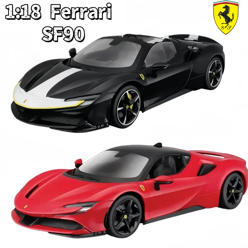 

Горячая модель Bburago 1:18 Ferrari SF90 Stradale Assetto, серебристый сплав, миниатюрная литая под давлением модель в твердом переплете, модели игрушечных автомобилей, подарки