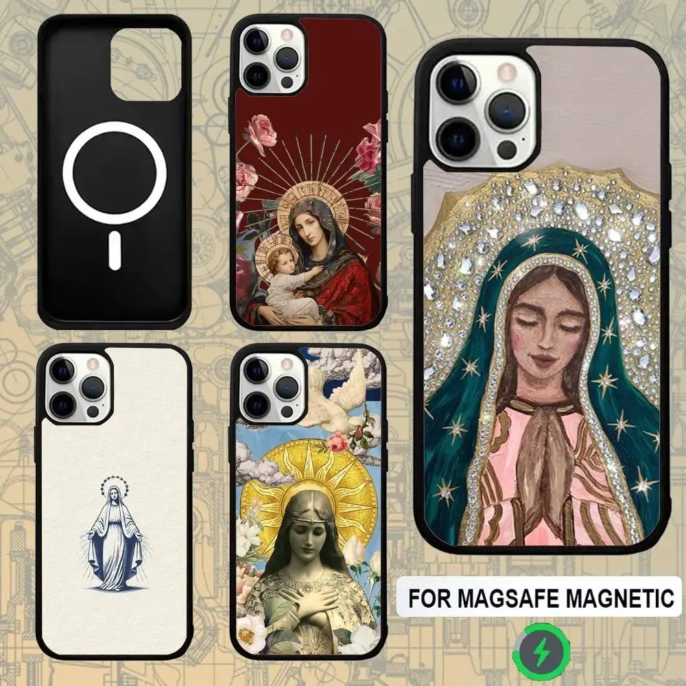 

Virgen Mary Virgin Bible For Magsafe Wireless Charger Case For iPhone 15,16,17,13,14,11,12,Pro,Max,Plus,E,Air,Mini Protection