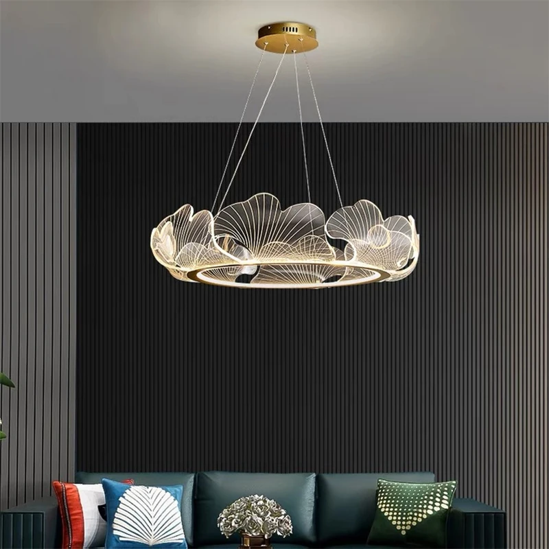 

Художественная люстра IWP с листьями гинкго, красный