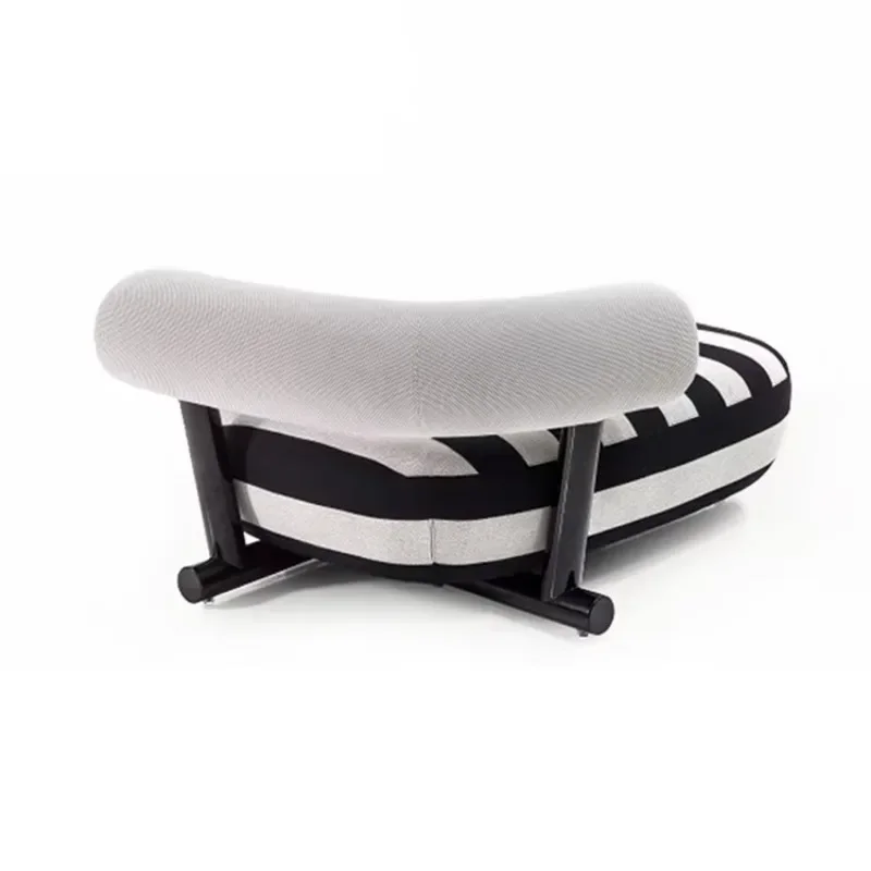 Simple modern indoor black and white linen fabric, oval casual living room single sofa chair
