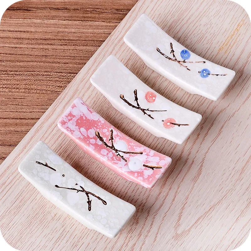 1/4/10Pc Japanese Plum Blossom Ceramic Chopstick Holder Creative Kitchen Supplies Household Chopstick Holder Care Gadget