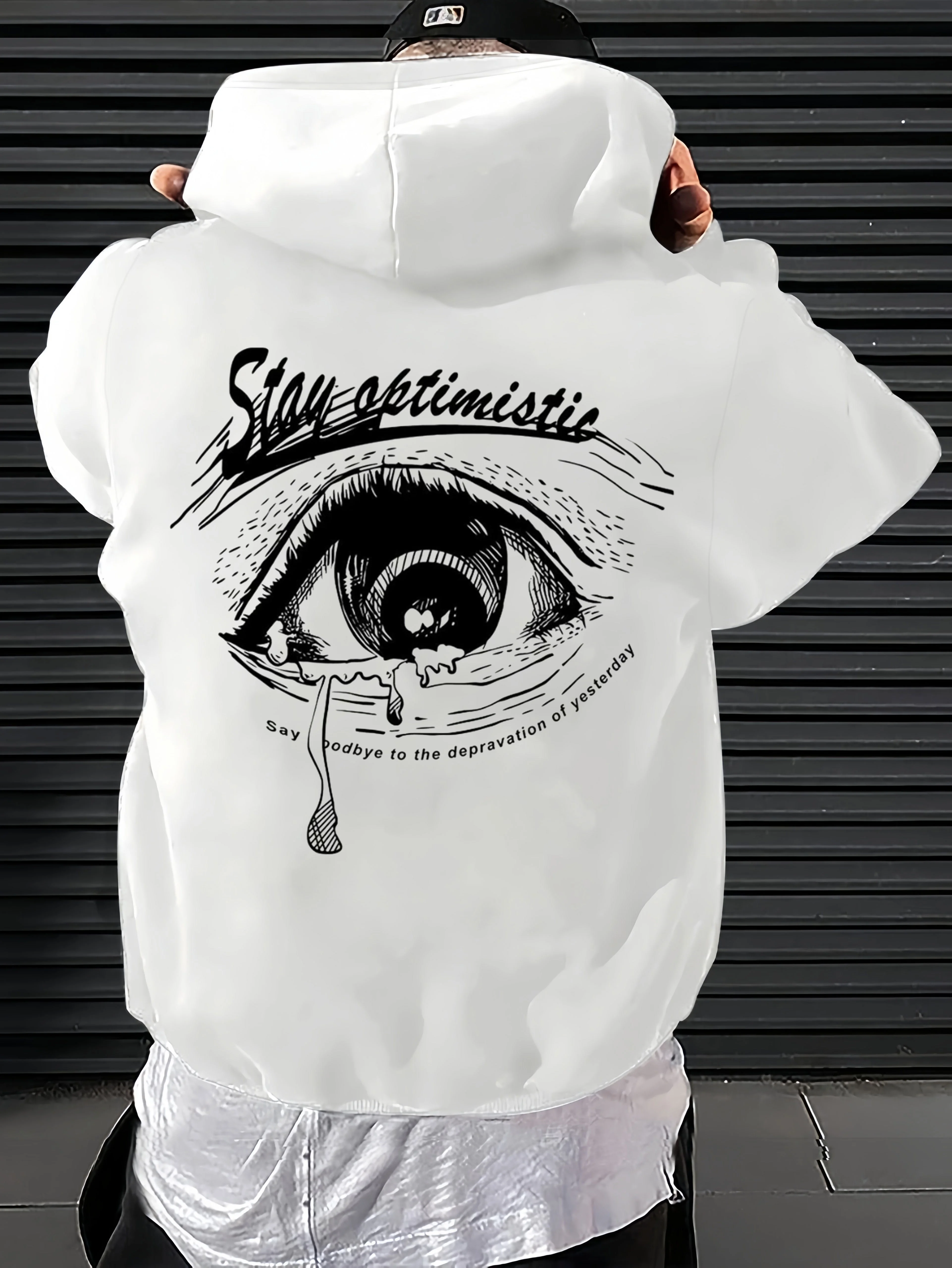 Men's Essential Autumn/Winter Hoodie: Eye-Printed Fleece-Lined Sweatshirt, Sporty Casual Loose-Fit Hoodie