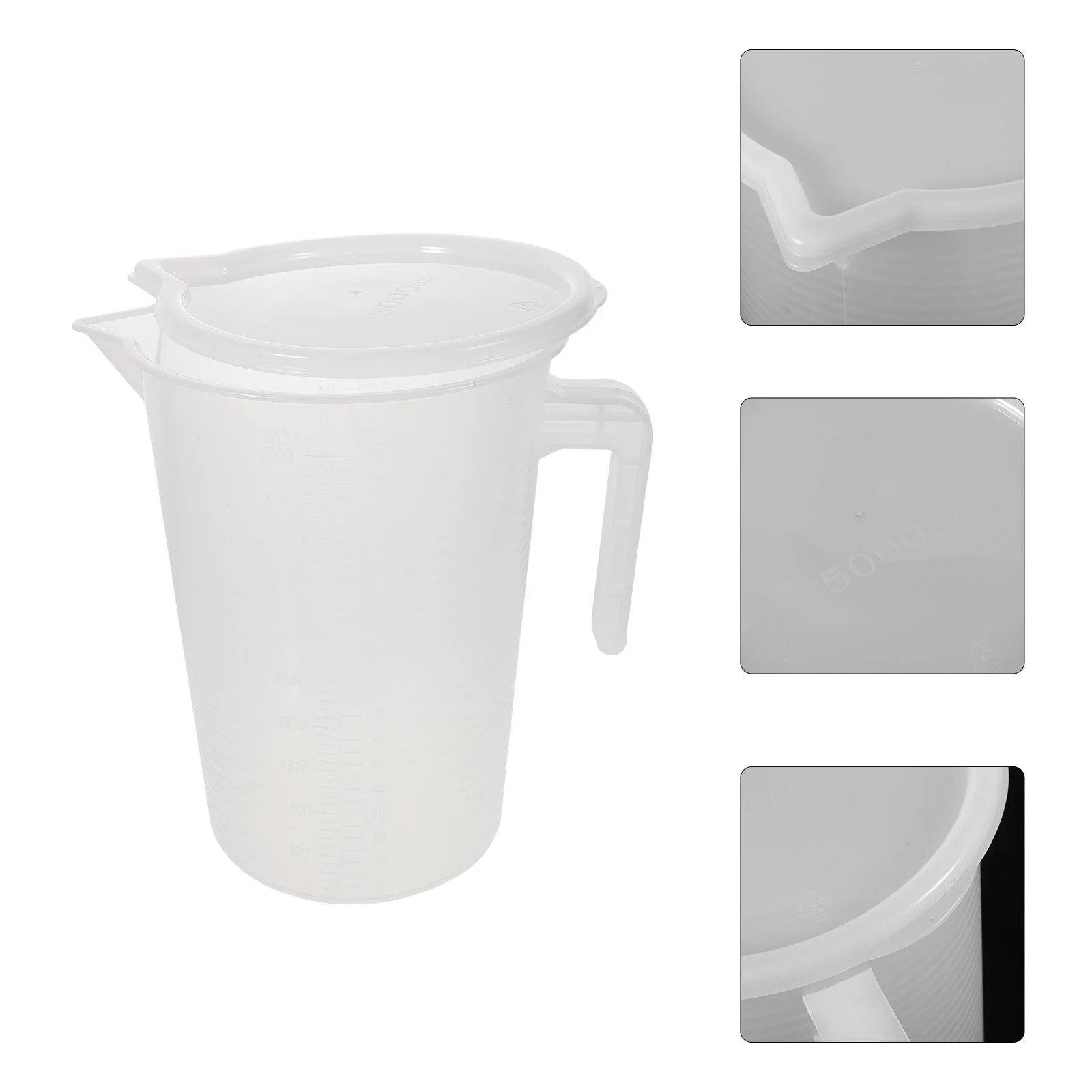 Measuring Jug 5L Plastic Measuring Pitcher Beaker Measure Container Mixing Cup Lid Handle Measured Mug Liquid Milk Cup Espresso