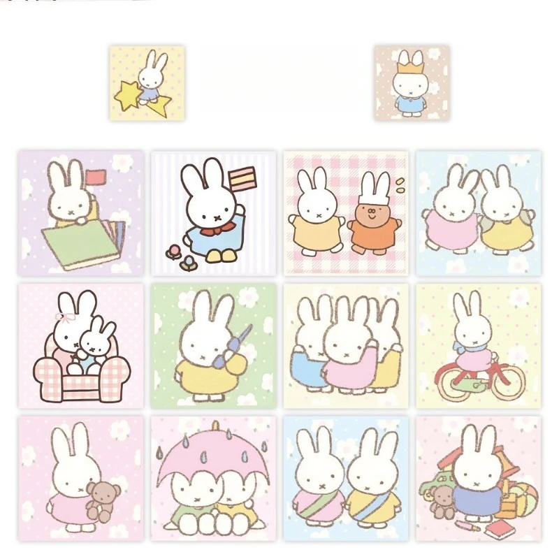 Miffy Curl Sticker High-Quality Anime Cartoon Print Creative Diary DIY Desktop Mobile Phone Case Waterproof Stickers 500 Pieces