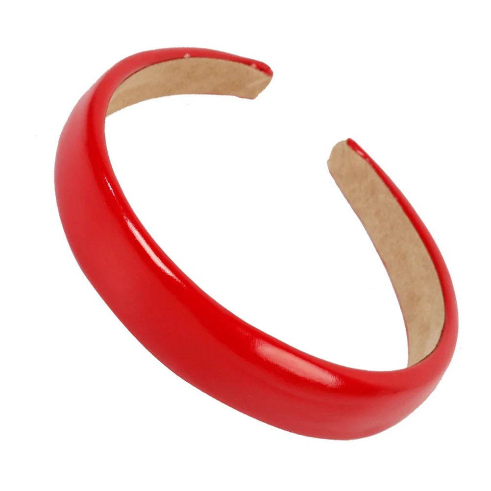 

PU Solid Color Wide-Brimmed Non-Slip Headband Hair Hoop for Women Birthday Bachelorette Holiday Party Red