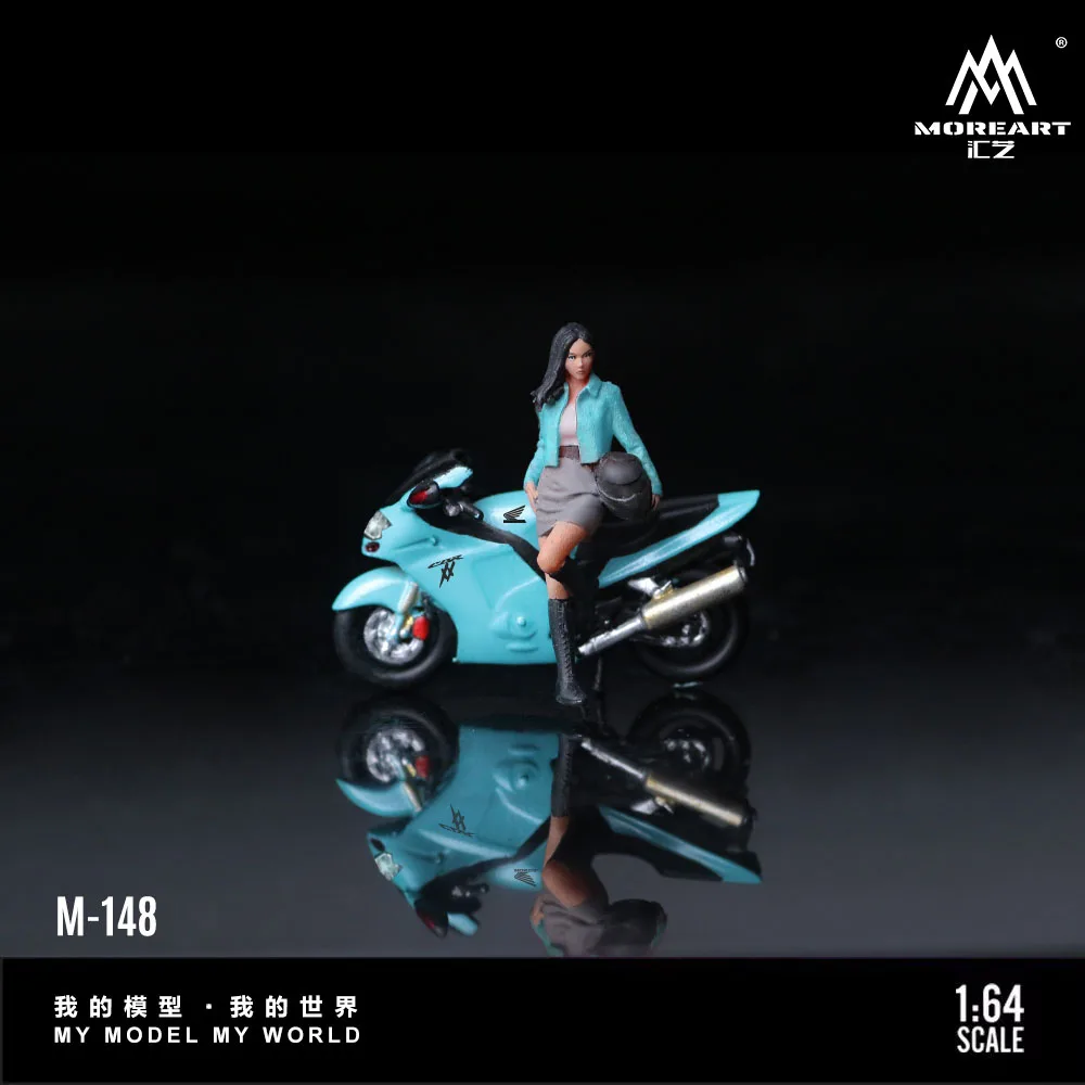 MoreArt 1:64 CBR1100XX Sky Blue Motorcycle Action Figure Resin Model, Miniature Scene Decoration Gift&Display
