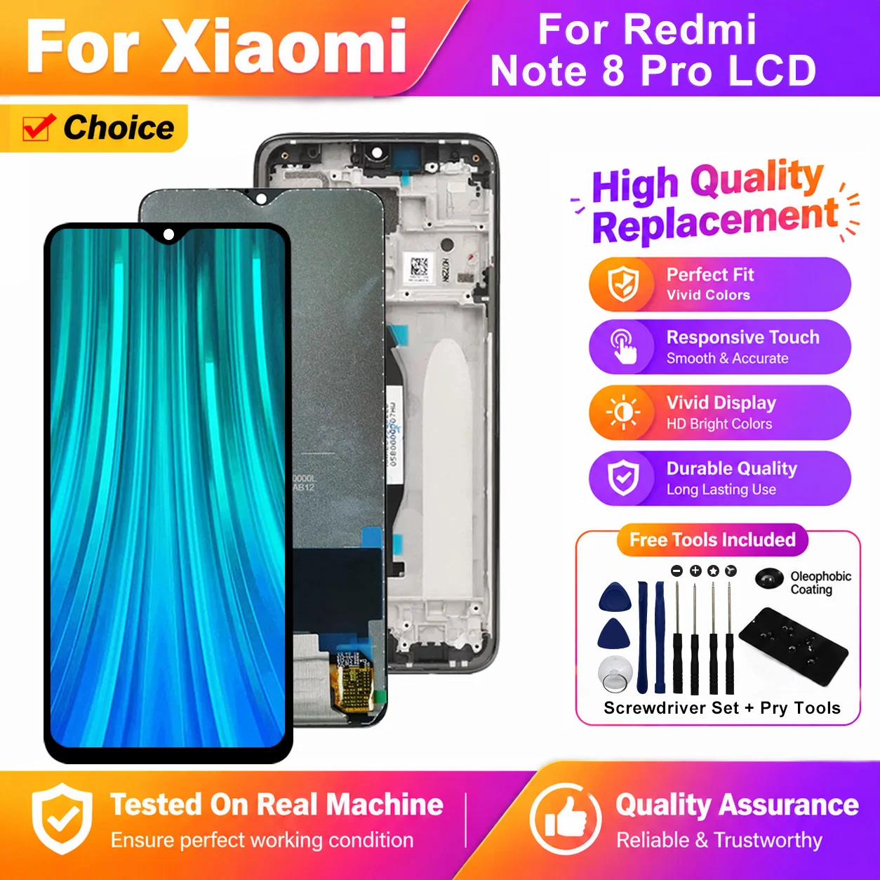 IPS LCD For Xiaomi Redmi Note 8 Pro LCD M1906G7I Touch Screen Panel Digitizer For Redmi Note 8 Pro Display M1906G7G Replacement