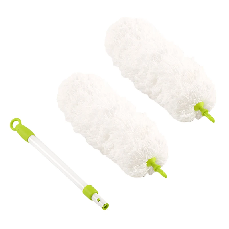 Microfiber Duster Washable Bendable Fluffy Extendable Pole Handle, Static Dust Adsorption for Bookshelf Window Easy To