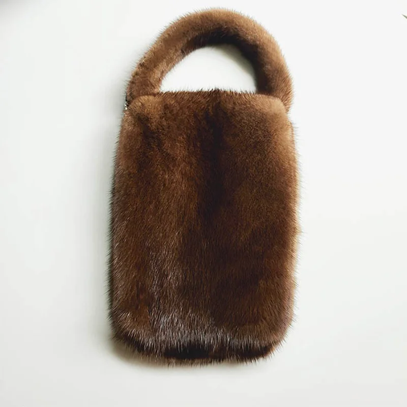 New Fashion Handbag 100% Real Mink Hair Korean Women\'s Coin Purse Premium Casual Selling fur mobile Phone Bag 2023