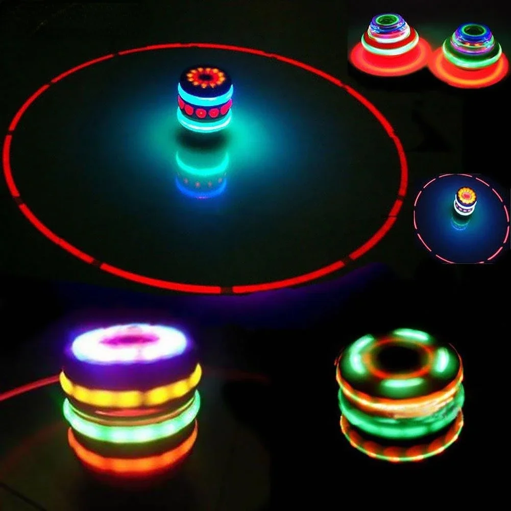 Spinning Top Colorful Flash LED Light Laser Music Gyroscope Children's Wood Luminous Hand Spiner Classic Toys Kid Christmas Gift