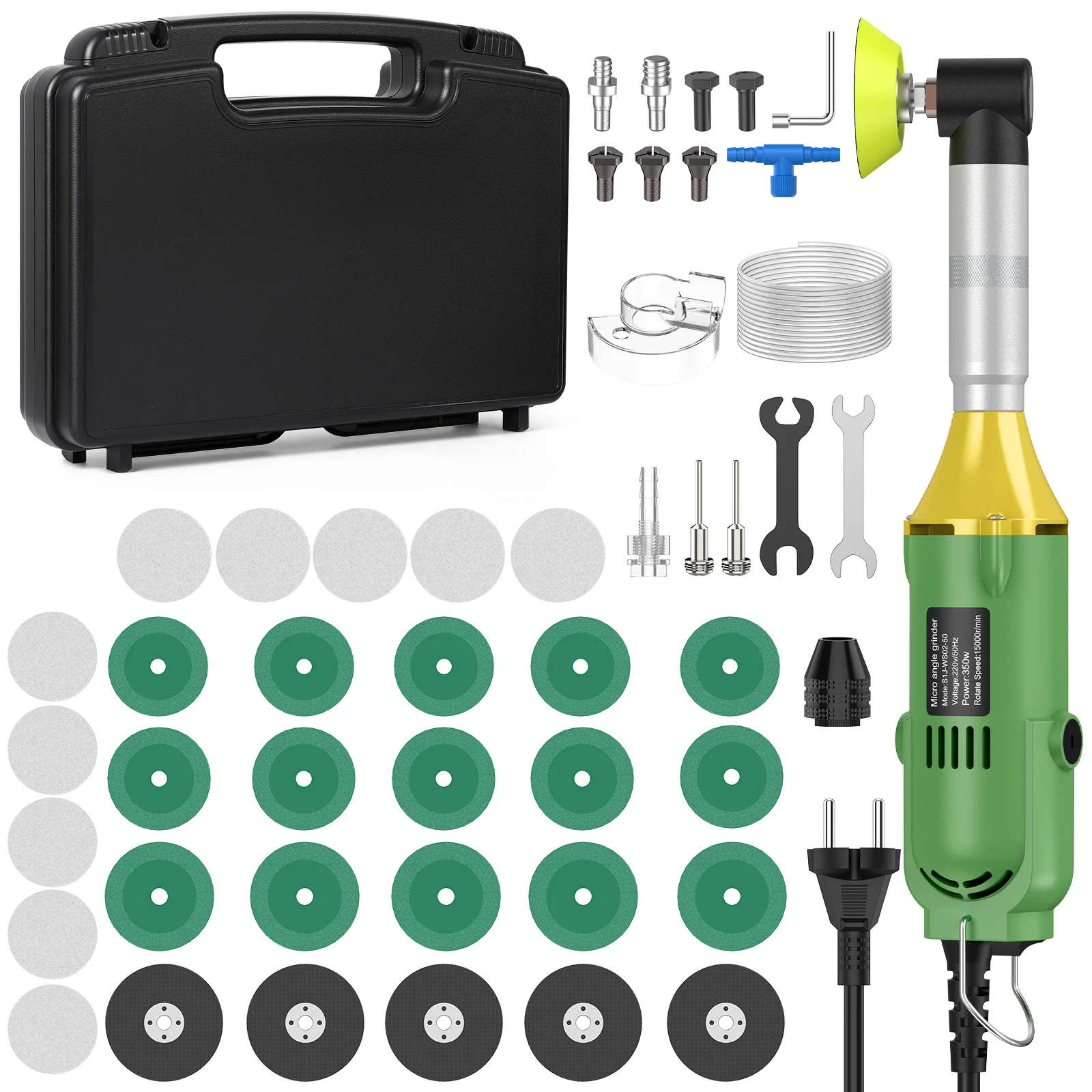 90 ° Keramikfliesen-Reinigungswerkzeug 350W-500W Elektrischer Geradschleifer mit 6 Variablen Geschwindigkeiten, Beleuchtung, Schleif- und Poliermaschine