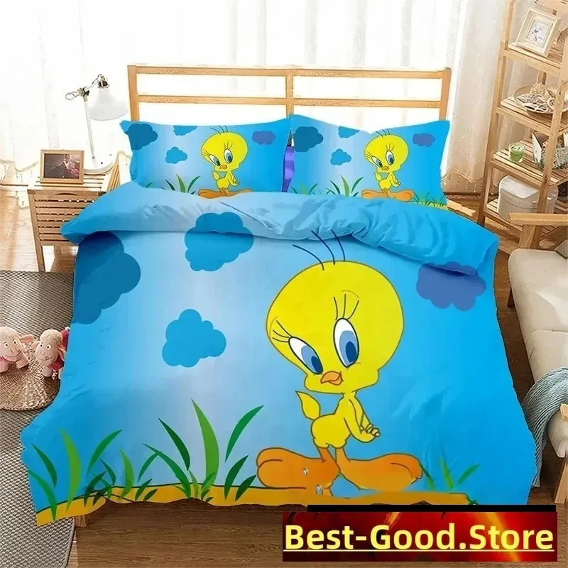 3d impressão moda dos desenhos animados tweetys pássaro conjunto de cama meninos meninas gêmeo rainha king size capa edredão fronha cama meninos adulto quarto