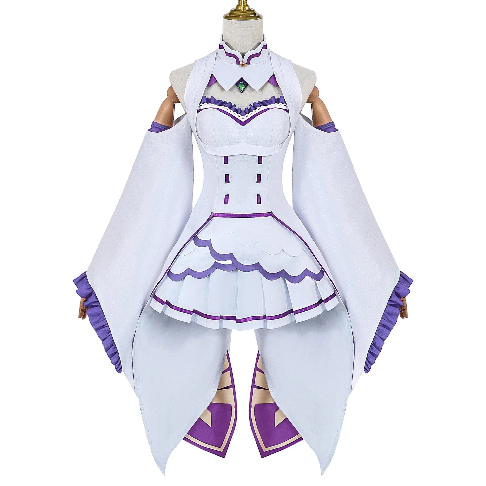 CosplayEmilia Cosplay Costume Anime Re Life In A Different World From Zero Cosplay Dress Wig Fairy Ears Outfits Halloween Party