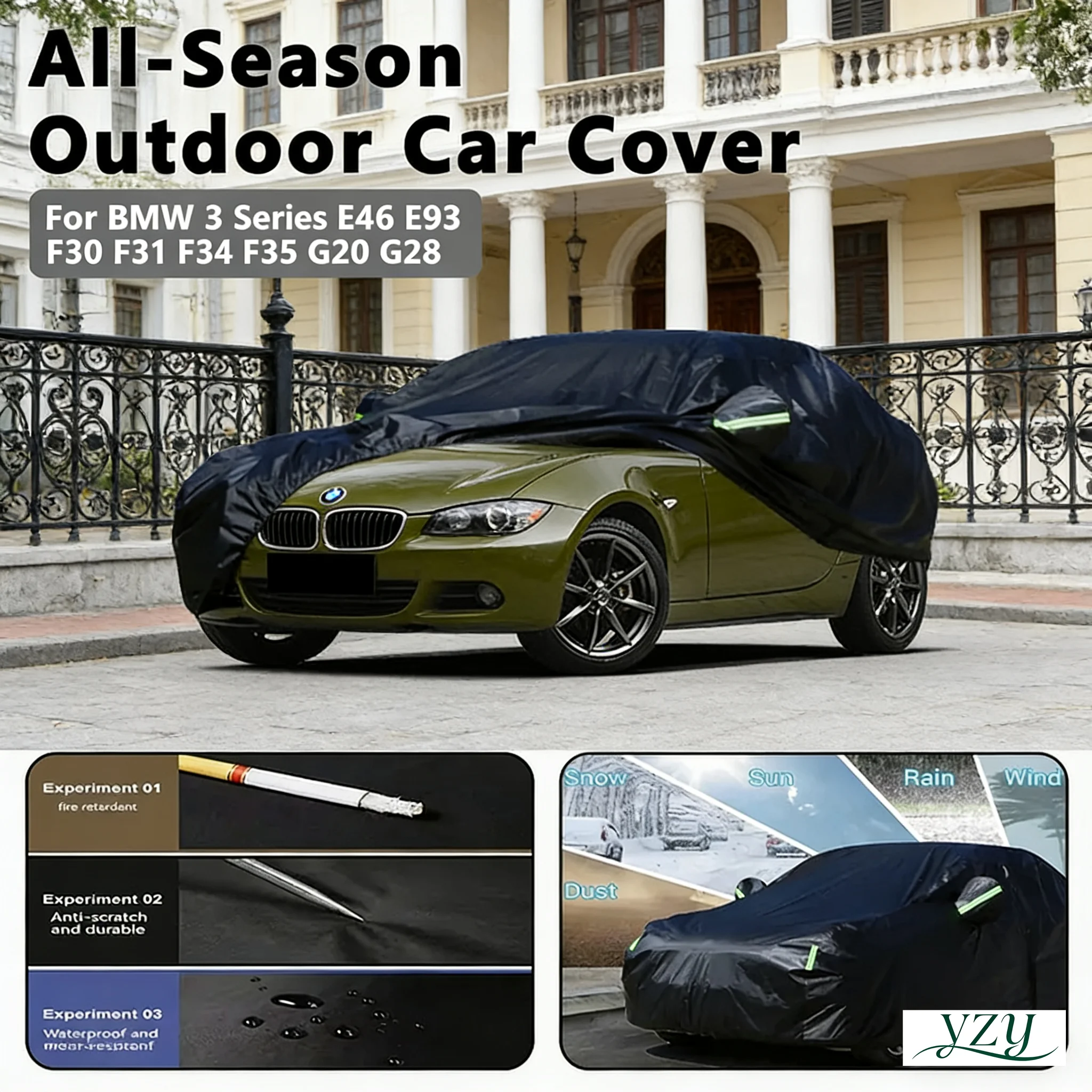 

For BMW 3 Series E46 E93 F30 F31 F34 F35 G20 G28 Car Full Cover Outdoor Waterproof Snowproof Sunshade car covers