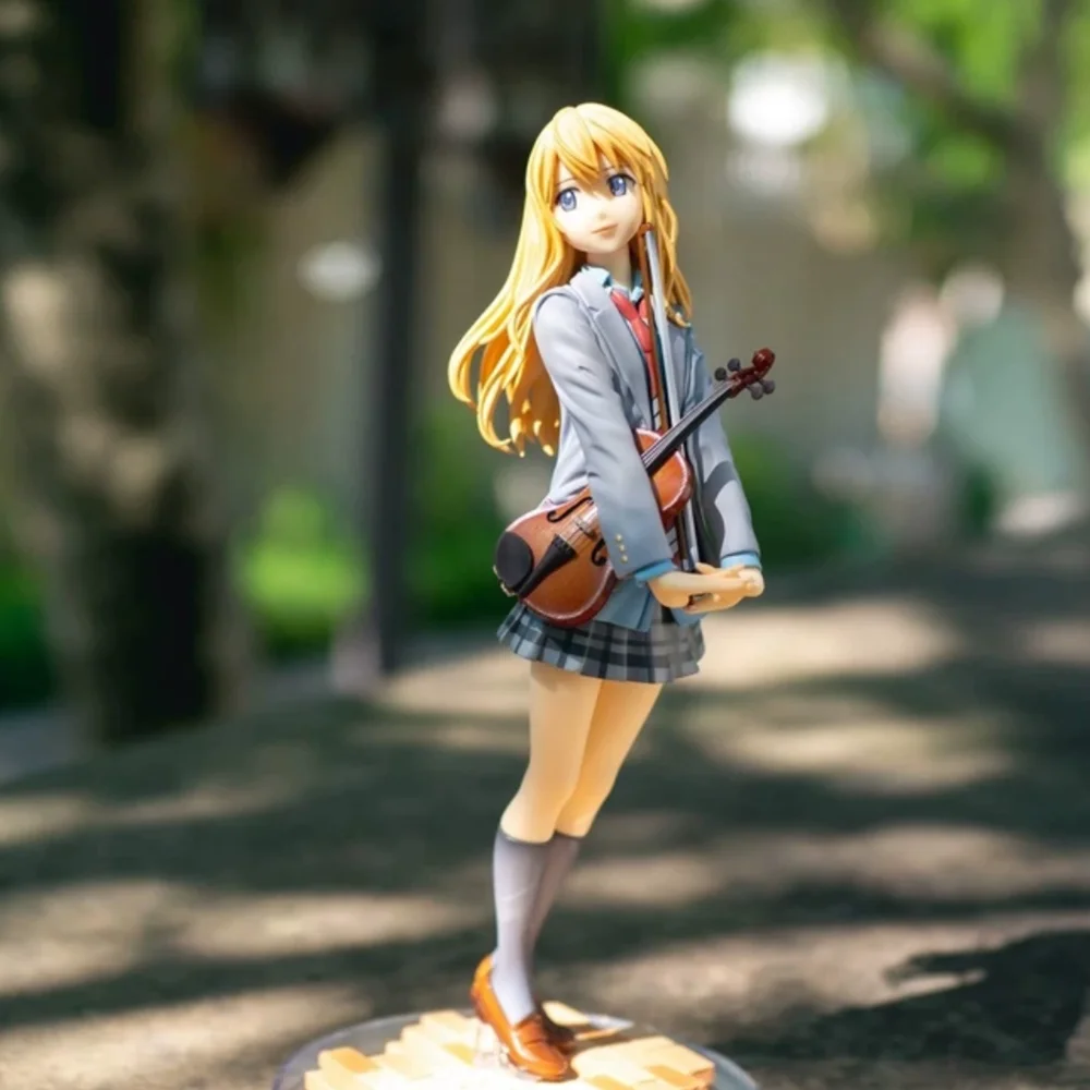 20cm Anime Your Lie in April Miyazono Kaori Violin Girl Cute Standing PVC Action Figure Cartoon Doll
