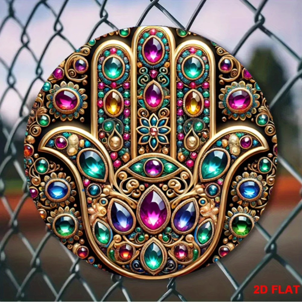 CIFbuy Vintage Aluminum Wall Art Waterproof Hamsa Sign For Home Bar Cafe Indoor Outdoor Living Room Room Decor