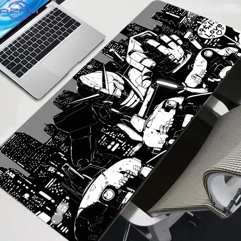 Space Earth View 3D Anime Mecha Robot Holding Rifle Mouse Pad, Rubber Non-Slip Base, Smooth Fabric Gaming Desk Mat for Desktop G