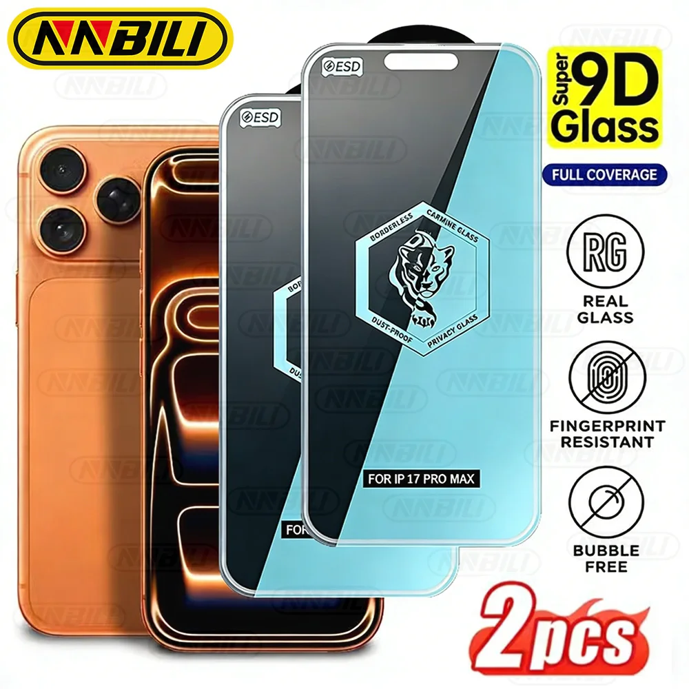 

NNBILI 2pcs Anti-Spy Privacy Tempered Glass Screen Protector, Suitable for iPhone 13 14 15 16 17 Pro Max 17e 16e,Easy To Install