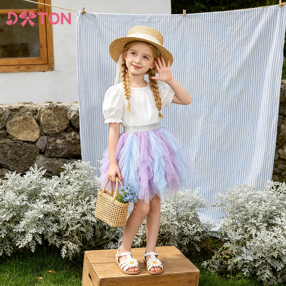Dxton Kleinkind Mädchen Rock vier Jahreszeiten Prinzessin unregelmäßigen Rock Kinder Patchwork Mesh Tutu Rock Mode Kinder Party Vestidos