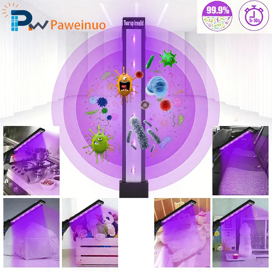 270-280nm UV Flashlight 99.9% Disinfection UVC Ultraviolet Sterilization Work Light Rechargeable Portable Disinfection Tools