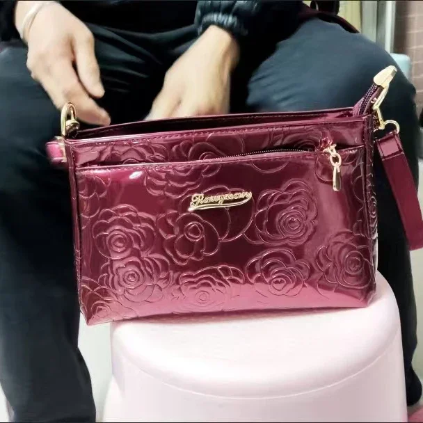 2027 New Fashion Flower Patent Leather Women Handbags High Quality Shoulder Bags Female Girl Luxury Brand Design Crossbody Bag