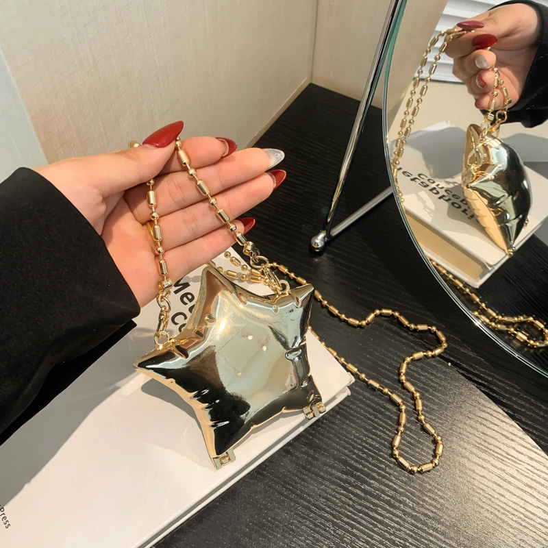 Fashion Solid High Quality Crossbody Bags Star Chains Buckle Mini Hot Sale Shoulder Bags for Women Light Luxury Youth