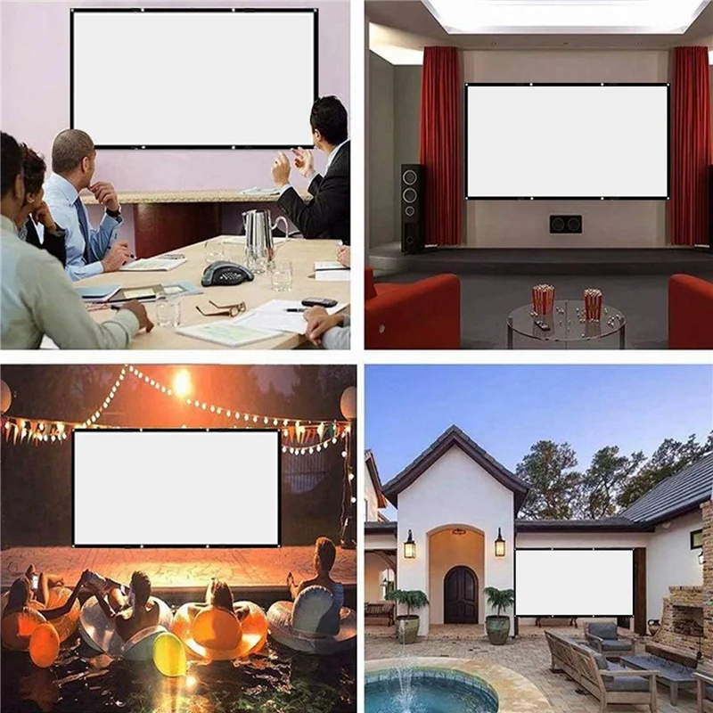 

【HOT】Projector Screen Movie Screen 16:9 Portable Projector Screen Foldable Washable For Theater Home Movie 150 Inch