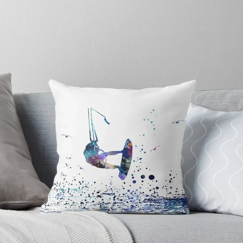 Kitesurfing, watercolor kiteboarding Throw Pillow Cushion Child Pillow Cover autumn decoration Luxury Cushion Cover Pillow