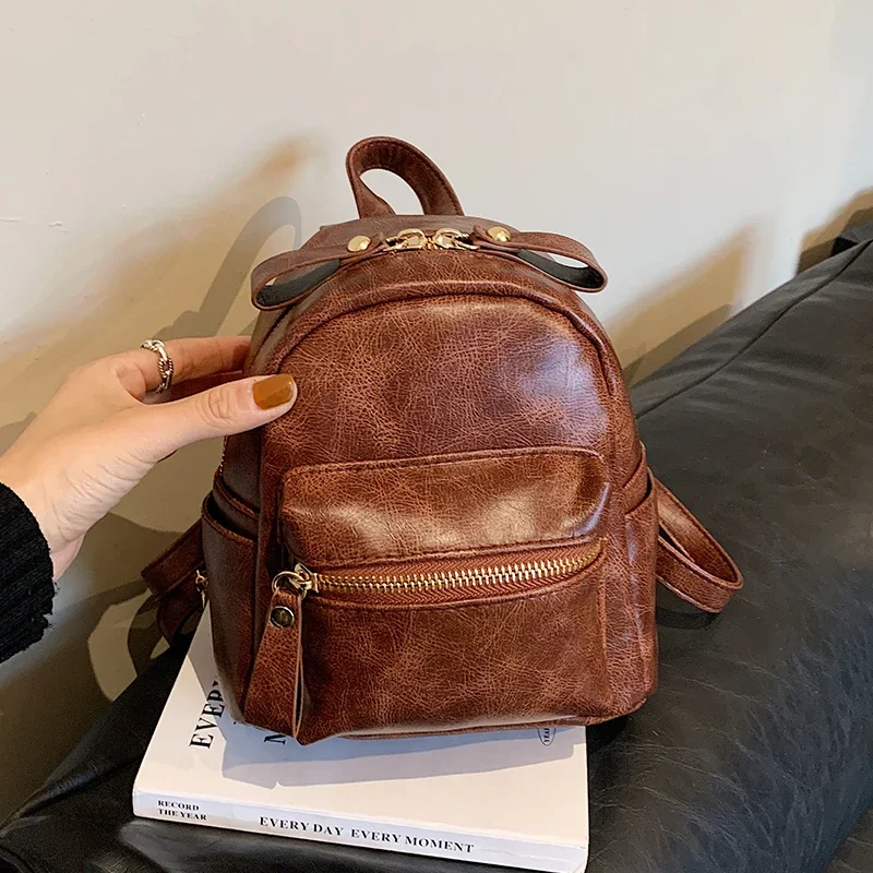 Zaino per studenti di moda semplice zaino Casual da viaggio antifurto da donna borsa a tracolla a tracolla in pelle Pu Vintage Femme Bolsas