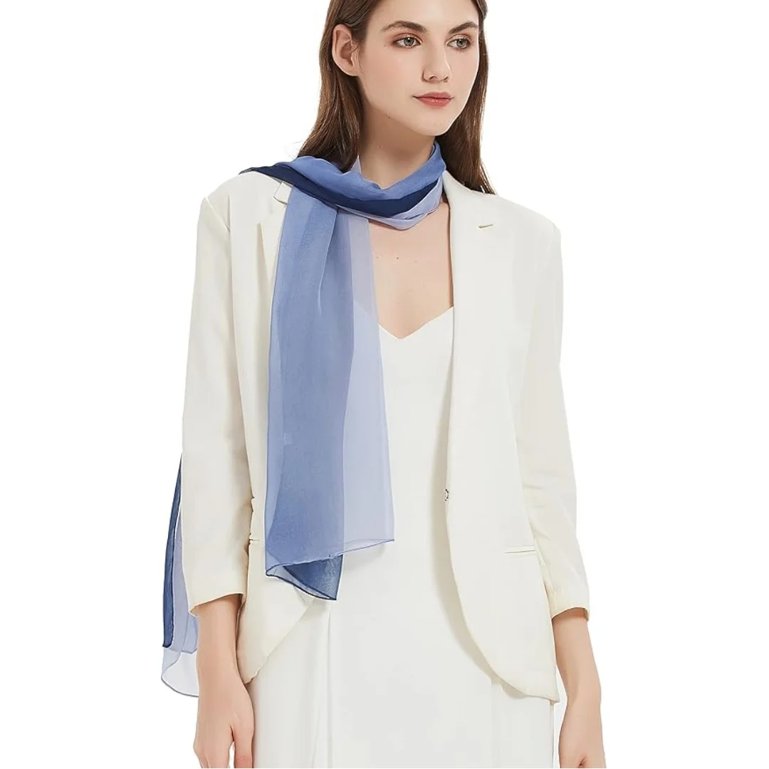

26Colors Lightweight Gradient Georgette Scarf Summer Women UV Protection Hijab Versatile Runway Shawl Neck Wrap Thin Cover