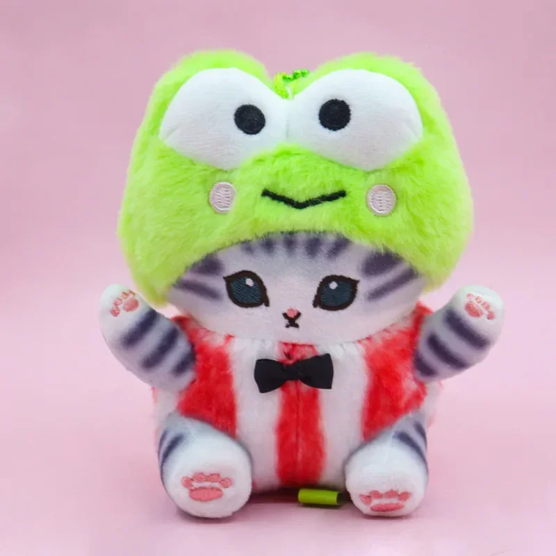 12cm Kawaii dibujos animados gato Cross Dressing serie juguetes de peluche dibujos animados lindo muñeco de peluche mochila colgante decorativo