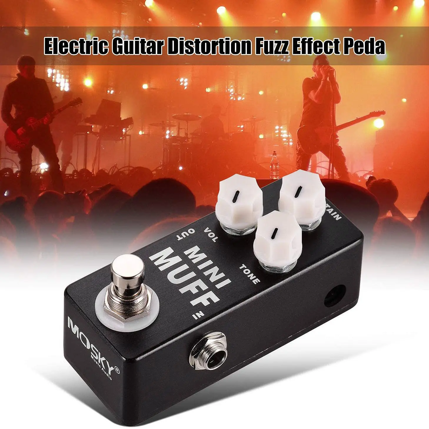 MOSKY Pedal efek gitar elektrik, Pedal efek gitar elektrik, distorsi Fuzz Mini, Pedal gitar Mini