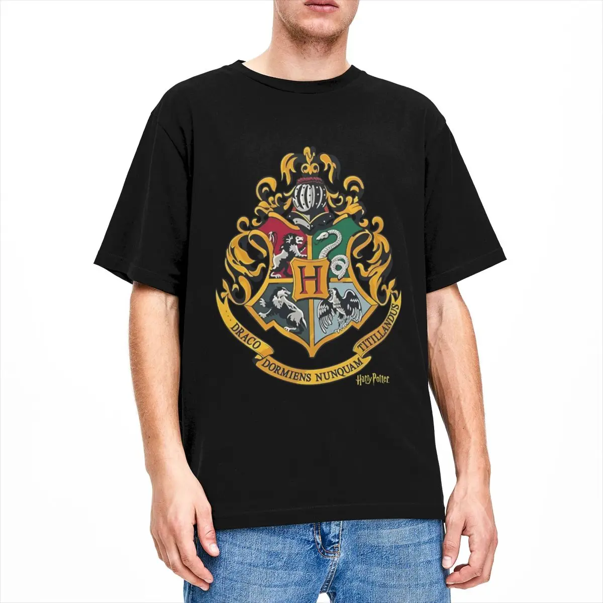 MINISO H-HARRY P-POTTER Movie T Shirt 100% Cotton Harajuku Tshirt For Men Short Sleeves Custom Logo Tops