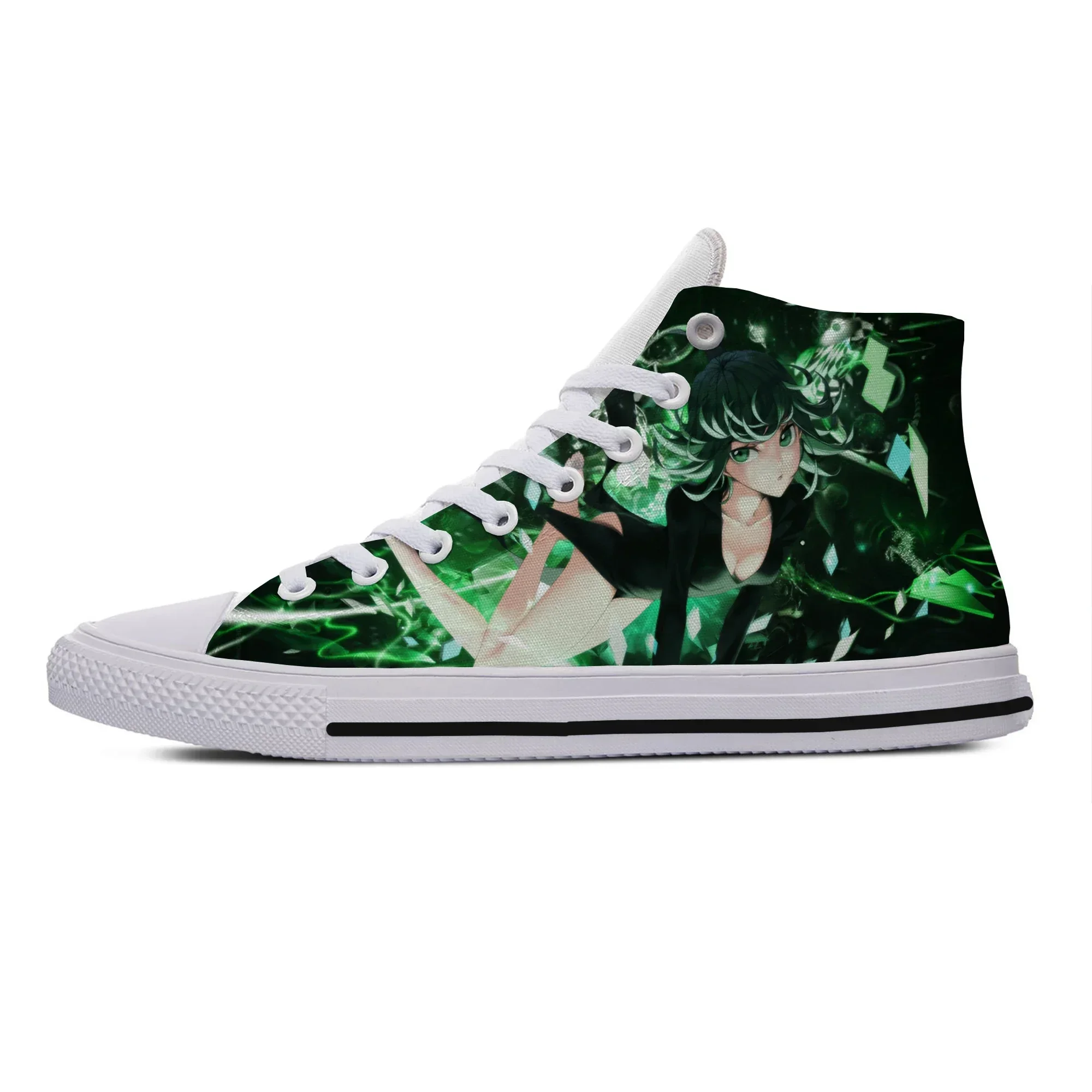 Summer New Men Women Shoes Cute Anime One Punch Lightweight Breathable Comfortable Canvas Shoes High Top Lightweight Board Shoes